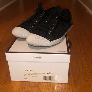 Women’s COACH Monogram Black Studded “Zorra” High Fashion Designer sneakers